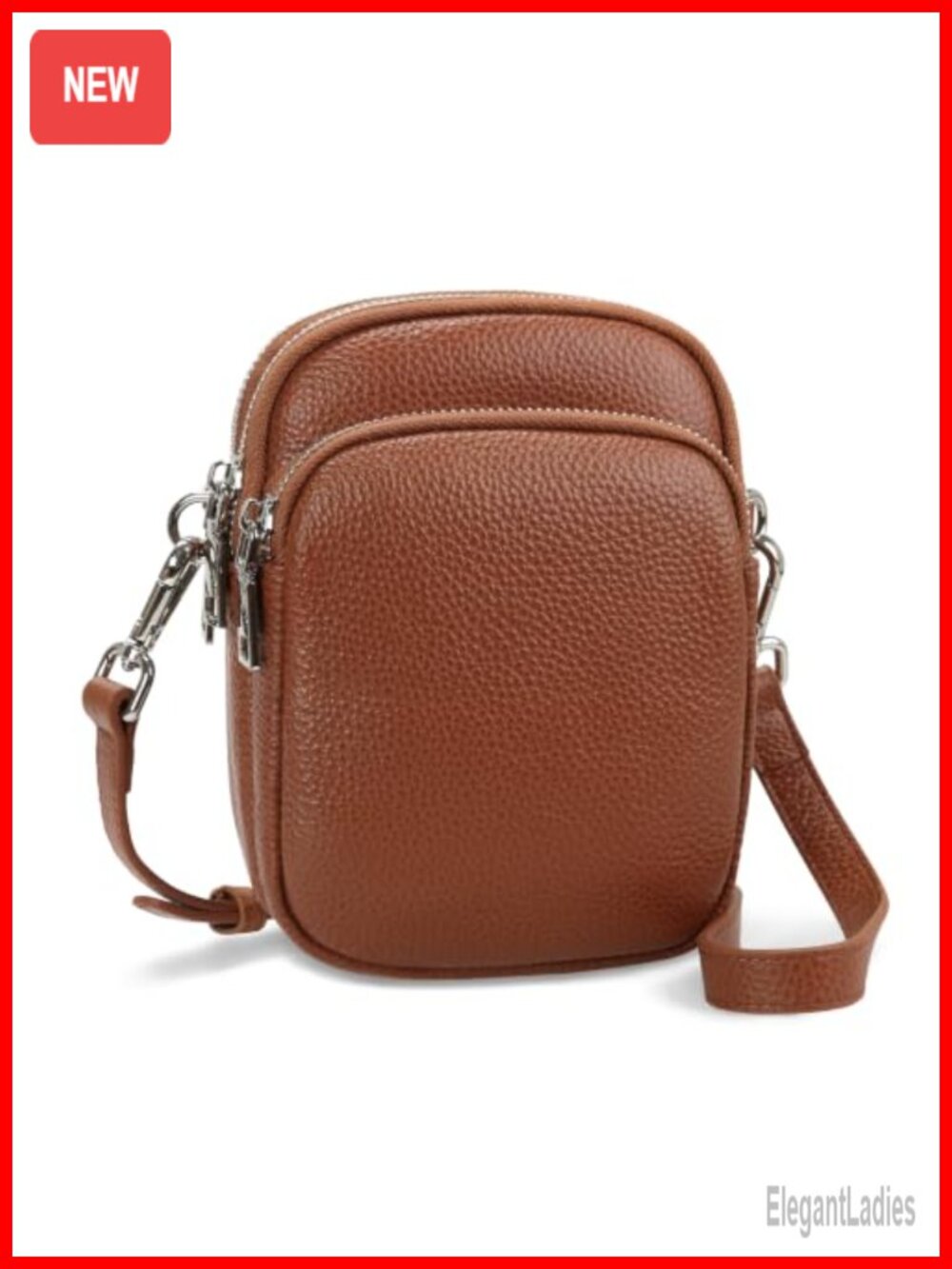 Genuine Leather RFID Crossbody Bag Mini Cell Phone Purse Adjustable Strap